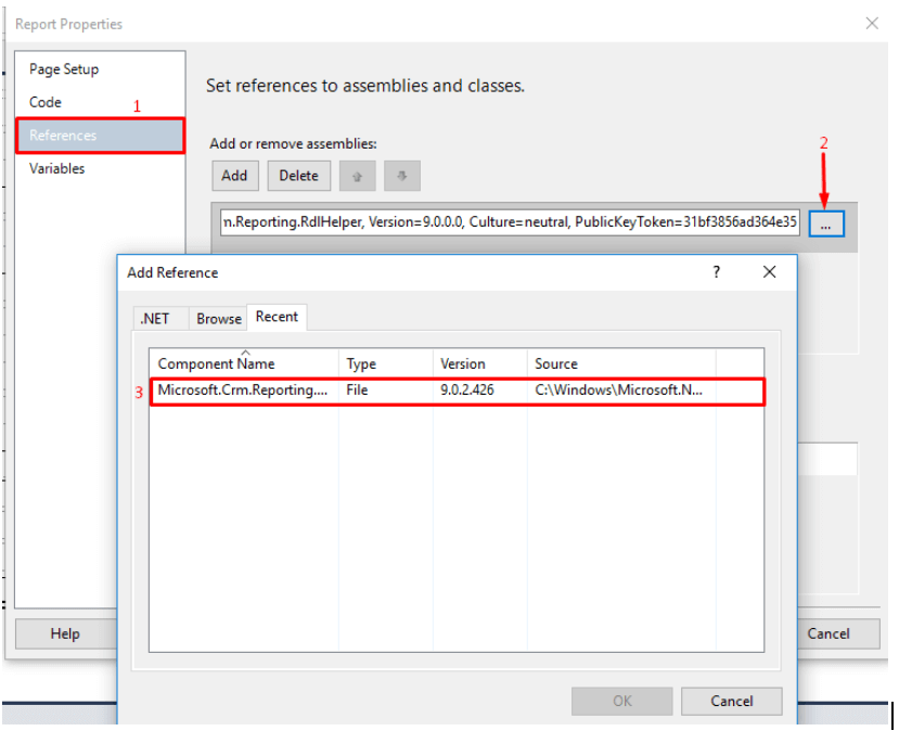 Set refrences to assemblies and classes